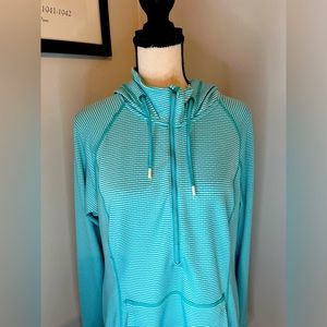 Tangerine Blue White Striped Hoodie Size XL Womens